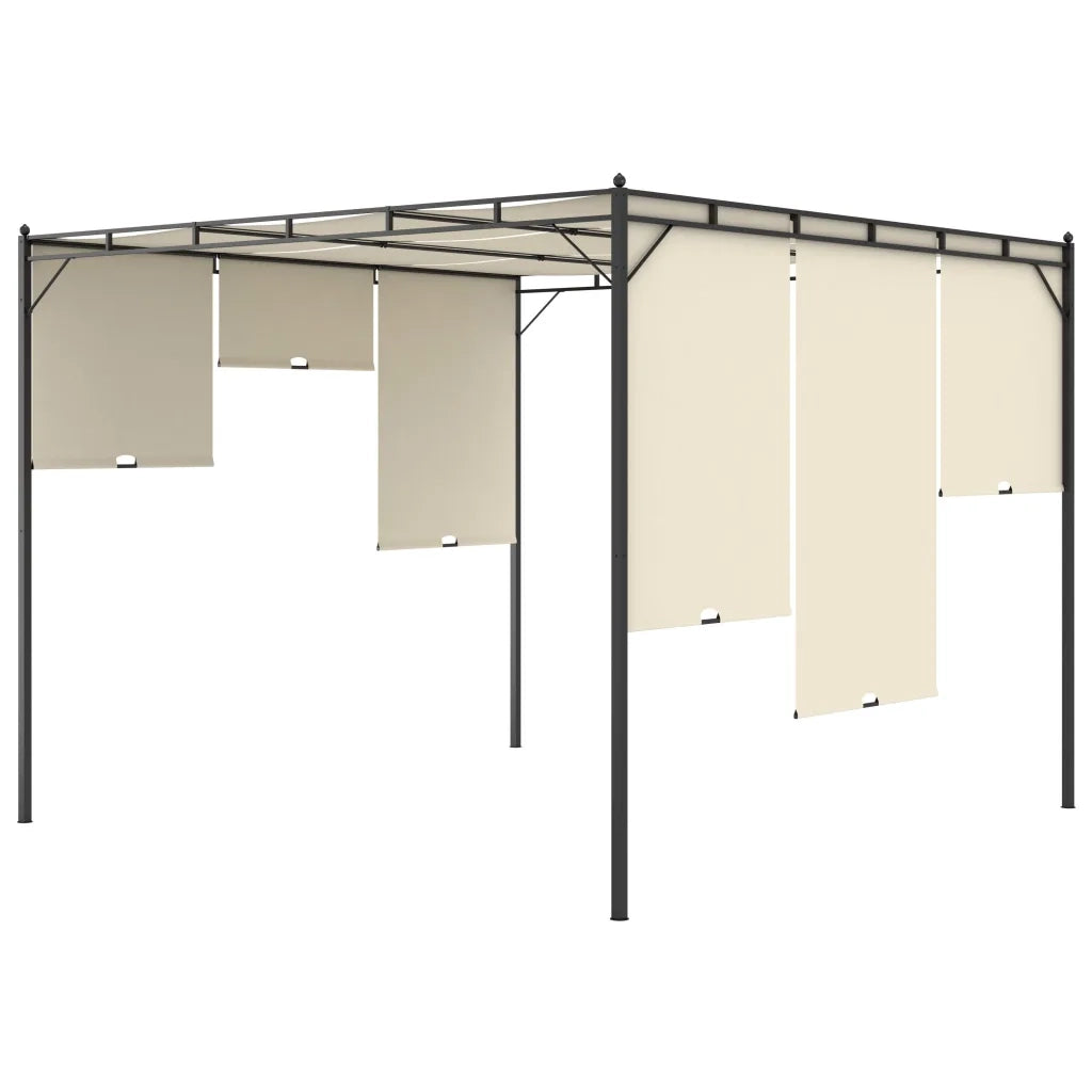 Gazebo da Giardino con Tenda Laterale-Tenda da giardino 3x3x2,25m Crema