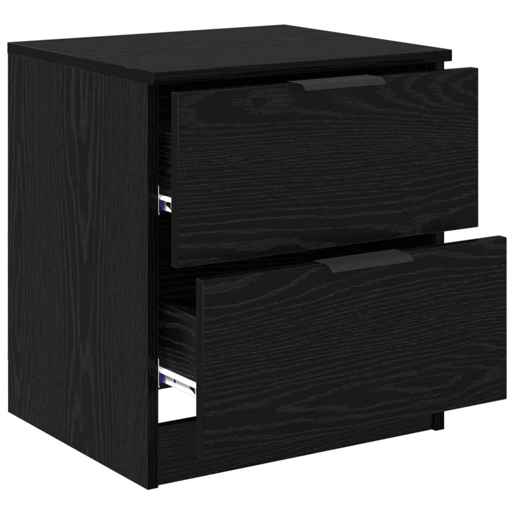Set di 2 Comodini | Armadio da Notte | Mobiletto da notte con cassetto Rovere Nero 45 x 39 x 50cm