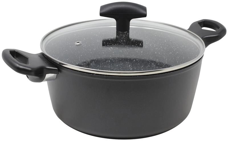 CASSERUOLA CON 2 MANICI + COPERCHIO IN VETRO MAORI D 20 CM COLORE GRIGIO ANTRACITE