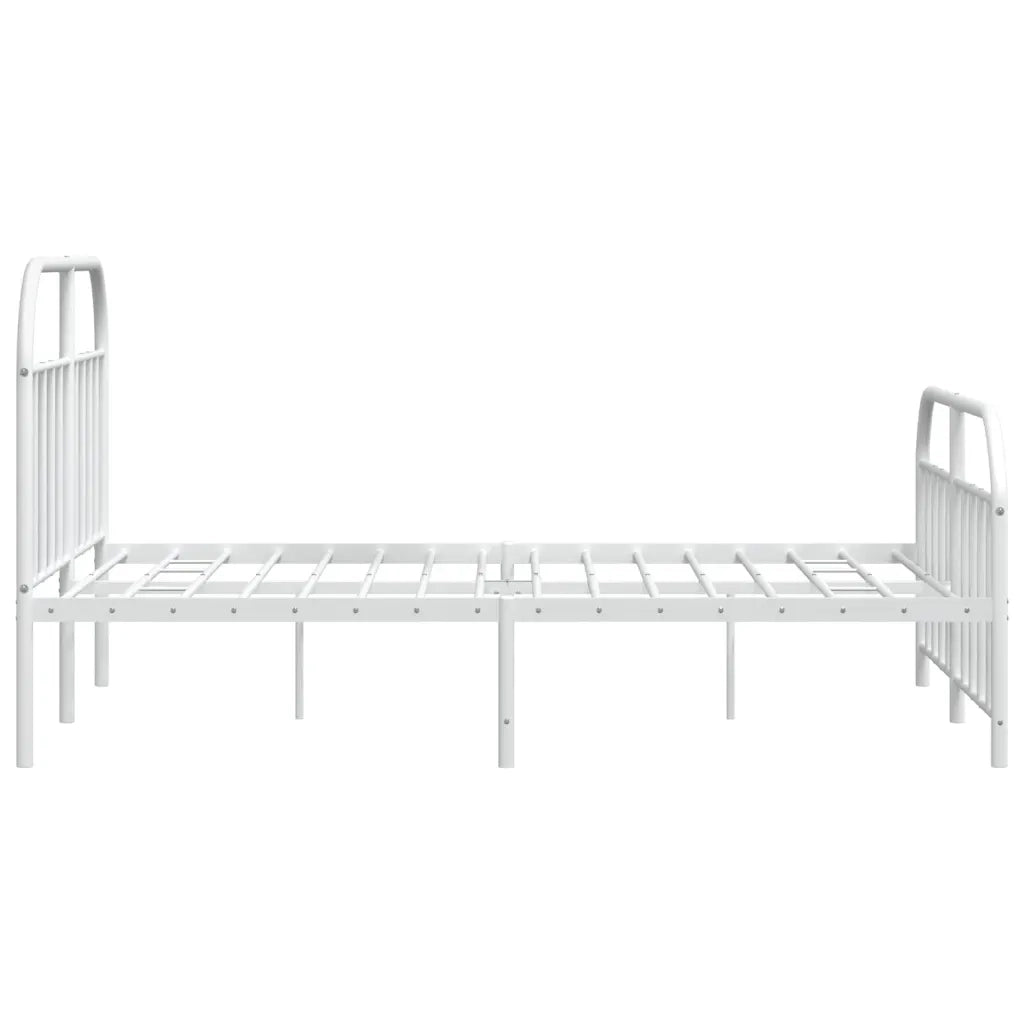 Letto matrimoniale | Letto per adulti | Giroletto con Testiera e Pediera Metallo Bianco 140x200 cm