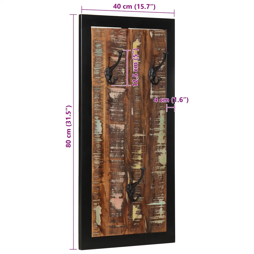 vidaXL Appendiabiti Multicolore 40x2x80 cm in Legno Massello Recupero