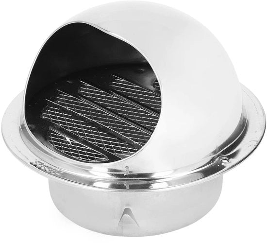 Vitale Apertura di Ventilazione 4 Pollici - Fissaggio alla Parete in Acciaio Inossidabile - Griglia a Cappuccio Semifreddo - Resistente alle Intemperie - Per Asciugatrice/Bagno - Facile da Installare - Valvola di Scarico