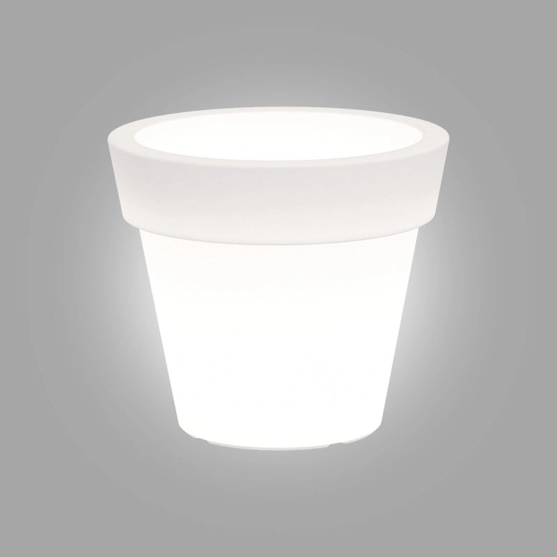 Vaso luminoso moderno di design Ø80 H70 in polimero resistente con LED bianco per interno ed esterno - Made in Italy - Monacis
