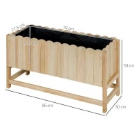 Fioriera da Esterno Verticale in Legno con Foro di Drenaggio e Rivestimento Interno, 86x30x50 cm