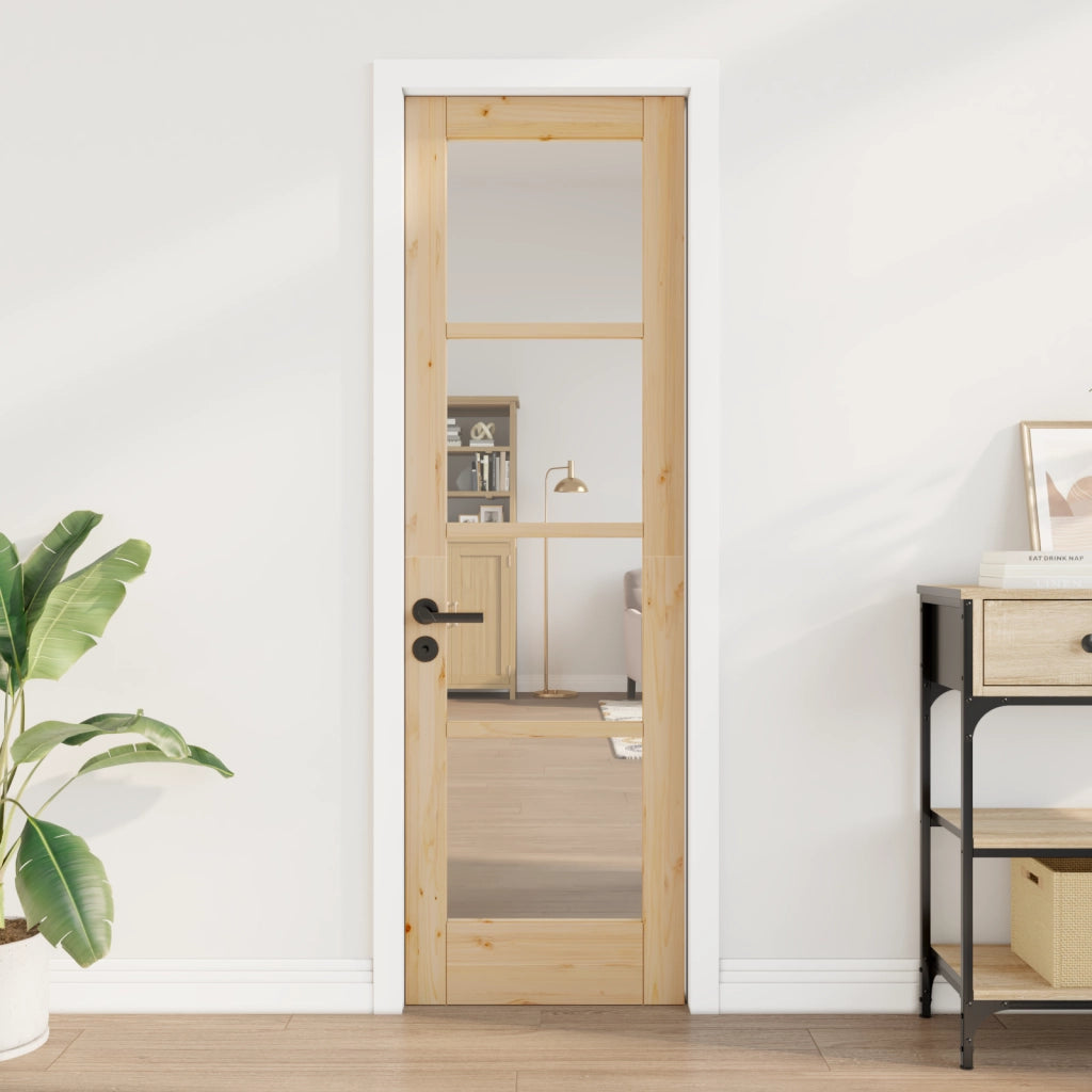 porta interna con vetro "ORKDAL" 61x198,5x4 cm in legno massello di pino