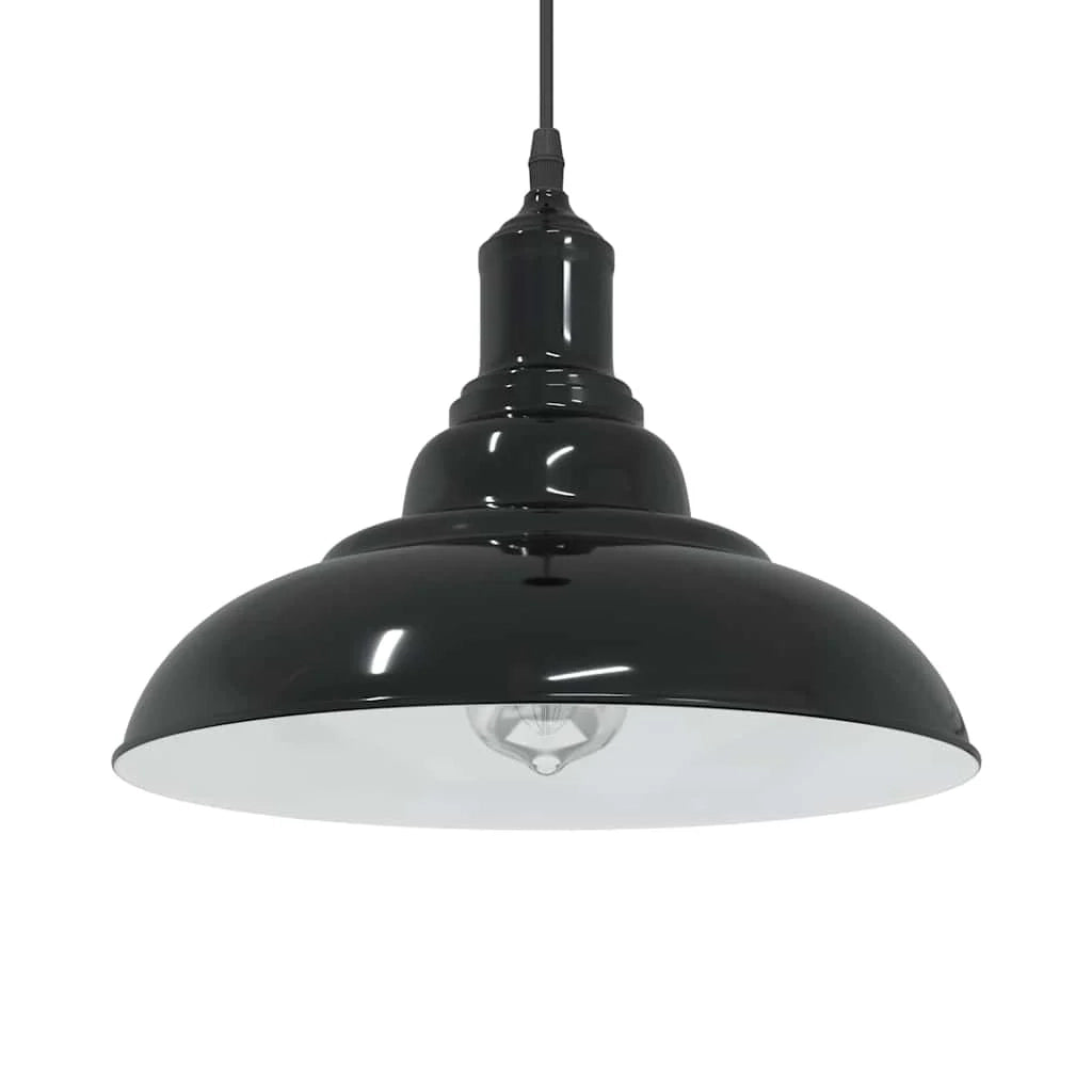 Lampada a sospensione vintage regolabile altezza 31 x 13 cm versatile per cucina e soggiorno metallo nero lucido 02_0058002