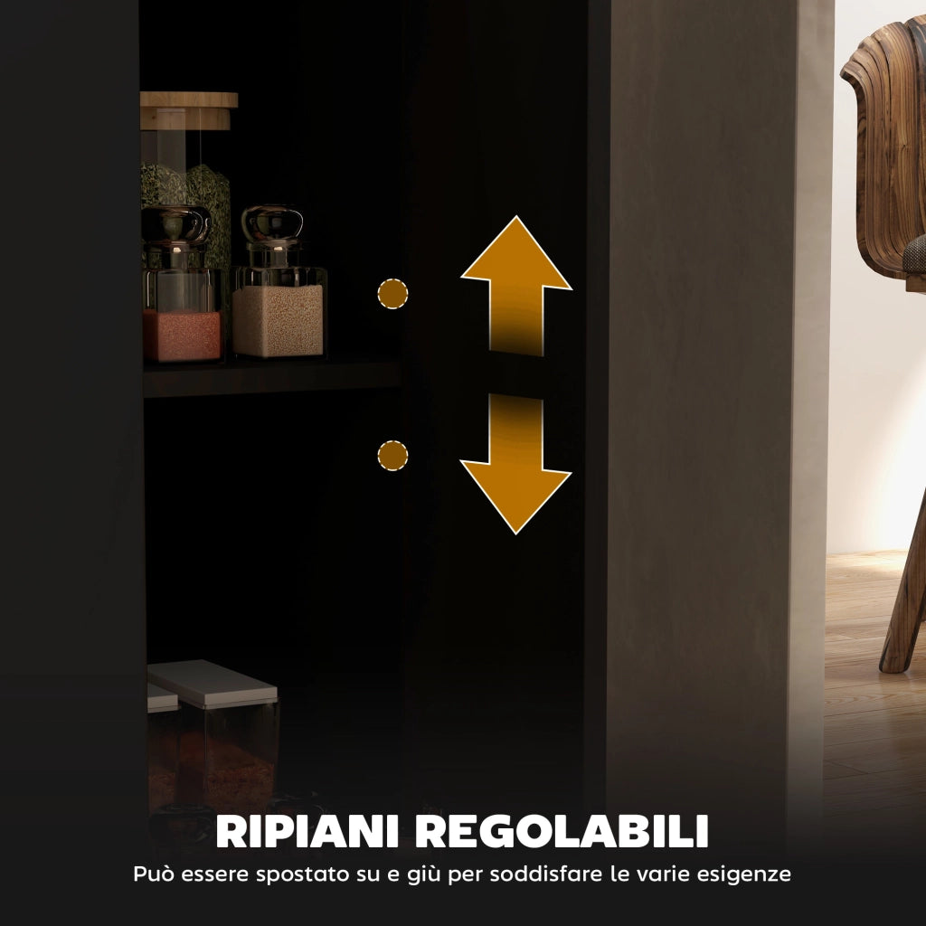 Isola Cucina con 2 Ripiani e 2 Armadietti ¨C zephmum ¨C MDF, Rovere e Nero, 105x60x82 cm