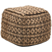 Pouf beige in iuta e cotone EPS con imbottitura di palline, pouf quadrato per il soggiorno in stile Boho