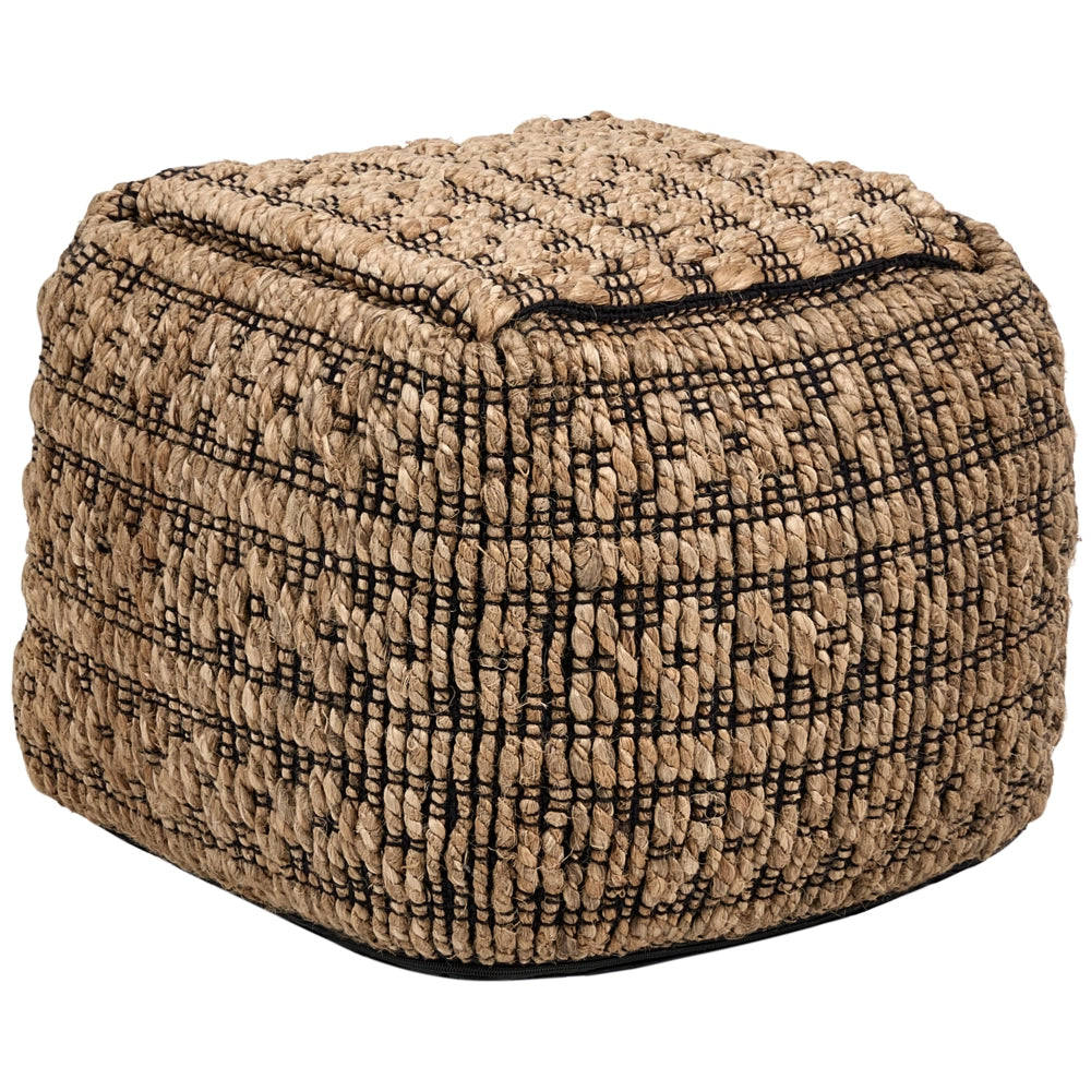 Pouf beige in iuta e cotone EPS con imbottitura di palline, pouf quadrato per il soggiorno in stile Boho