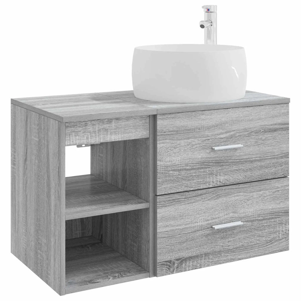 Set di mobili per il bagno 2 pz Sonoma grigio 3403925