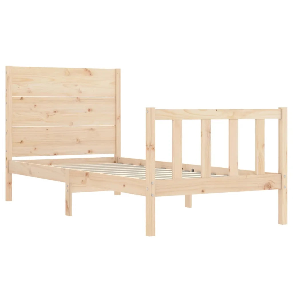 Giroletto con Testiera Single-Struttura Letto in Legno Massello 416747