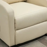 Poltrona Relax Massaggiante con Telecomando e 8 Programmi, Reclinazione e Poggiapiedi, 68x88x98cm, Crema