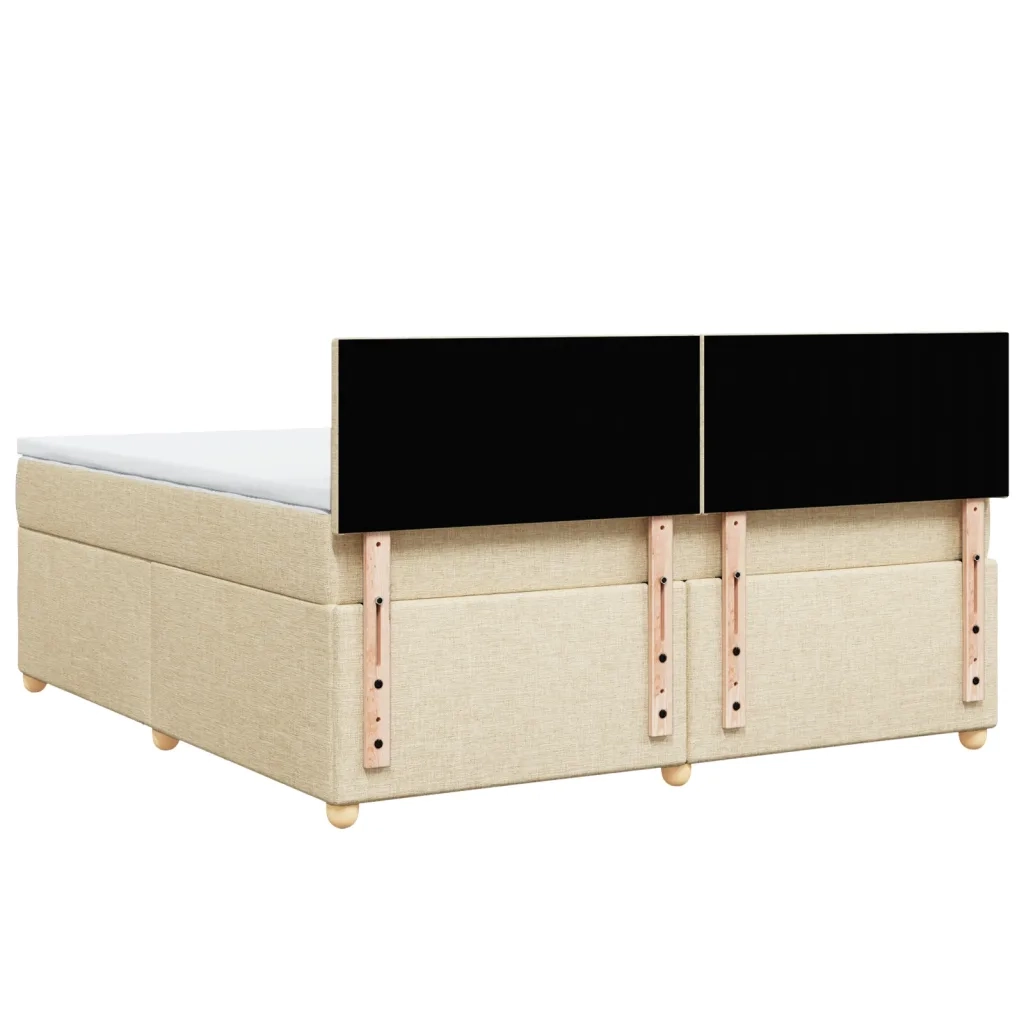 Giroletto a Molle con Materasso Crema 180x200 cm in Tessuto