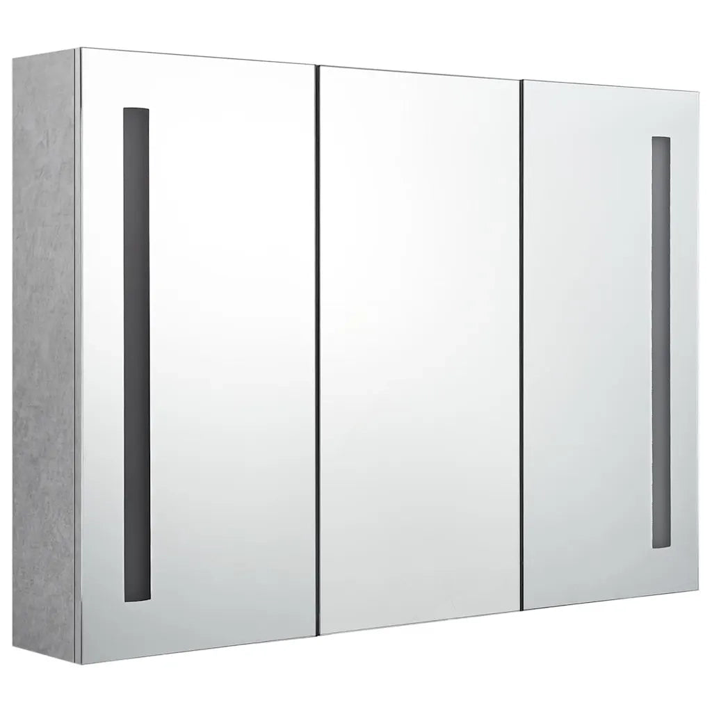 Armadietto Bagno | Armadio da bagno con Specchio e LED Grigio Cemento 89x14x62 cm