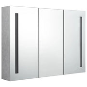 Armadietto Bagno | Armadio da bagno con Specchio e LED Grigio Cemento 89x14x62 cm