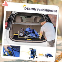 Passeggino per Cani Taglia Piccola Pieghevole con Copertura Antipioggia e Freni Blu
