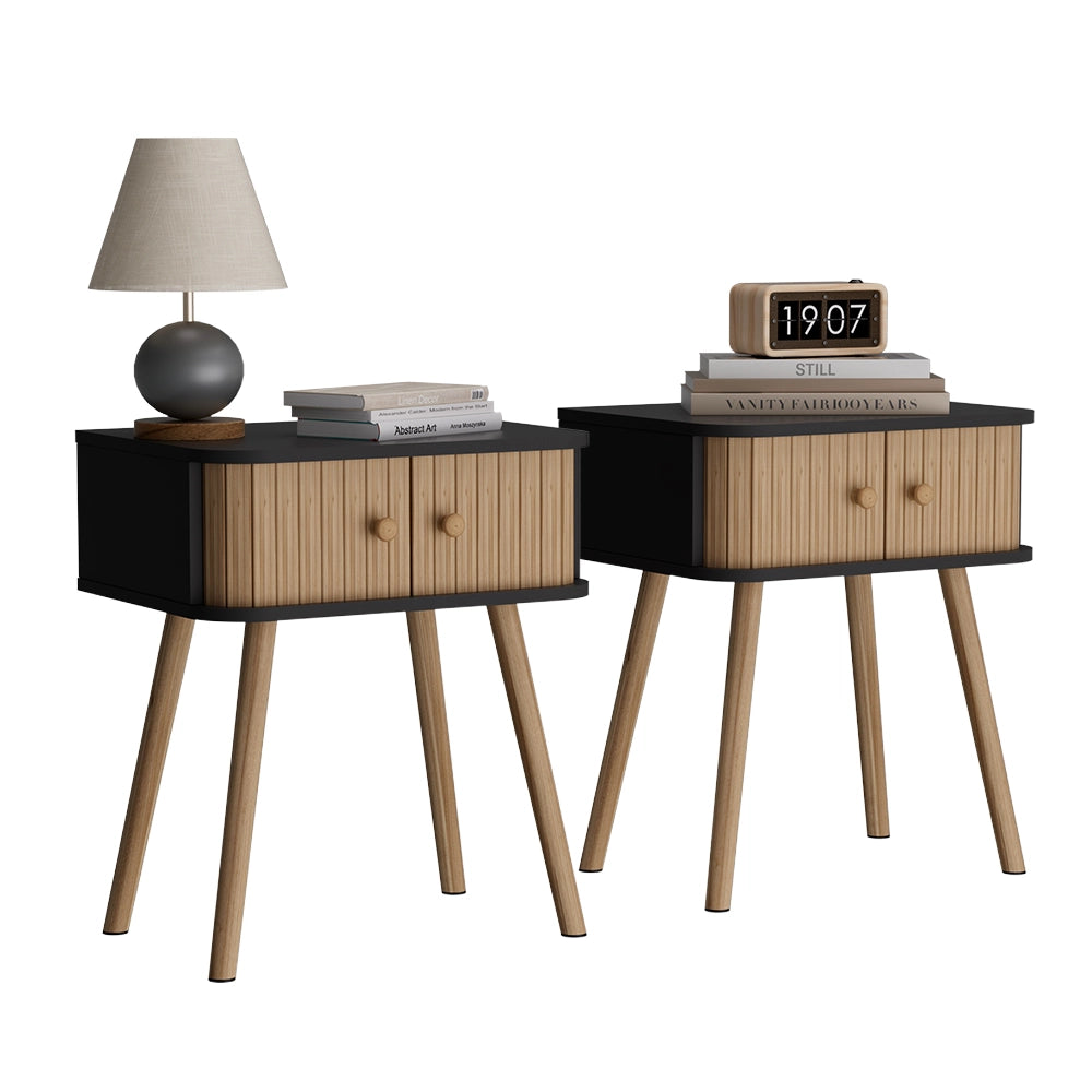 Vicco Comodino Antracite/bambù 40 x 47 cm Set di 2