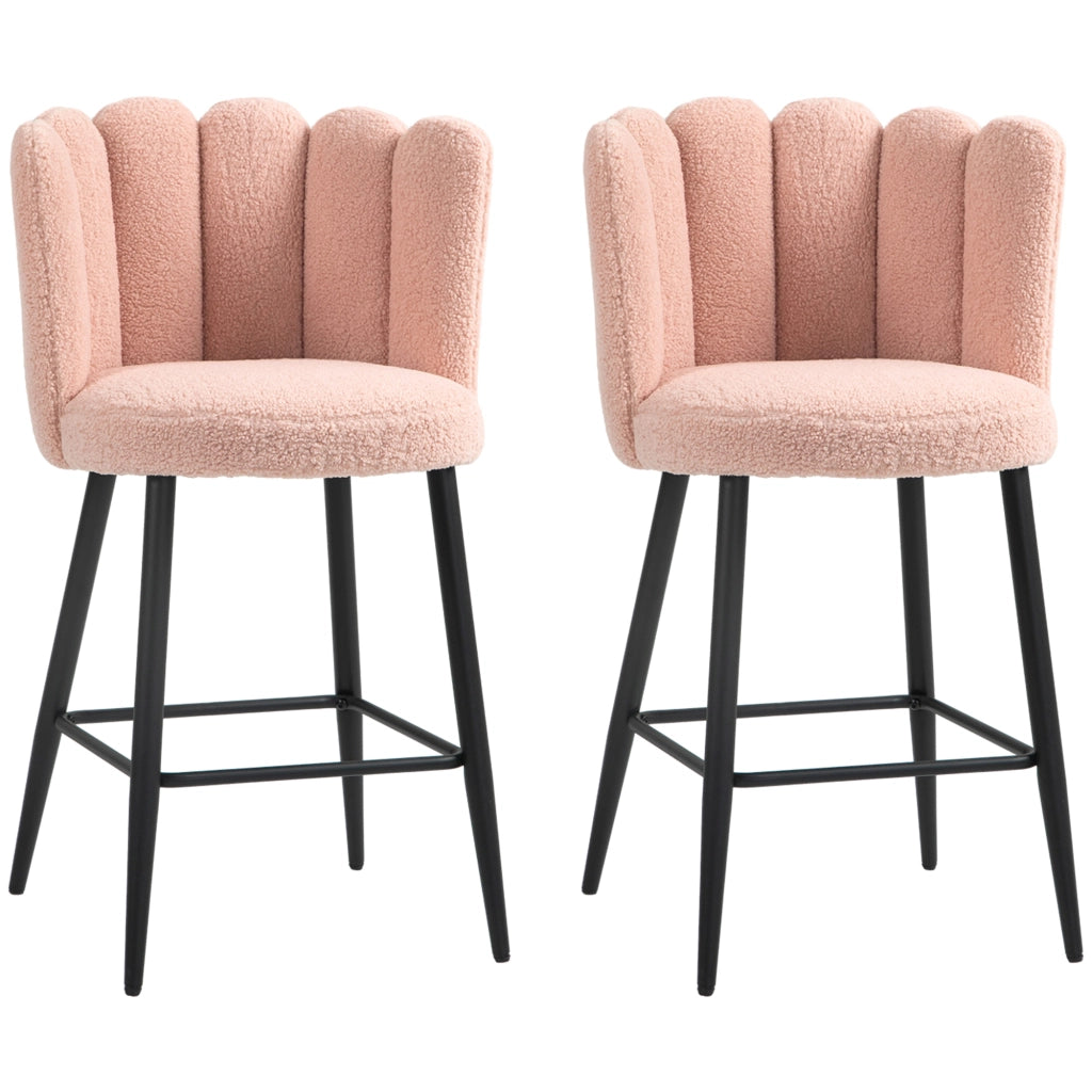 Sgabelli da Bar con Schienale e Poggiapiedi ¨C Zephmum ¨C Rosa, Acciaio, 52x53x93 cm