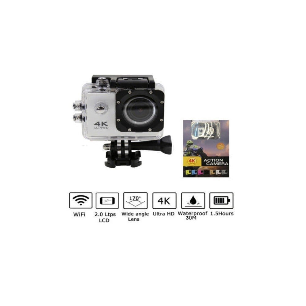 Trade Shop - Action Camera 4k Ultra Hd Pro Cam Wifi Wireless Sport Go Videocamera Subacquea -