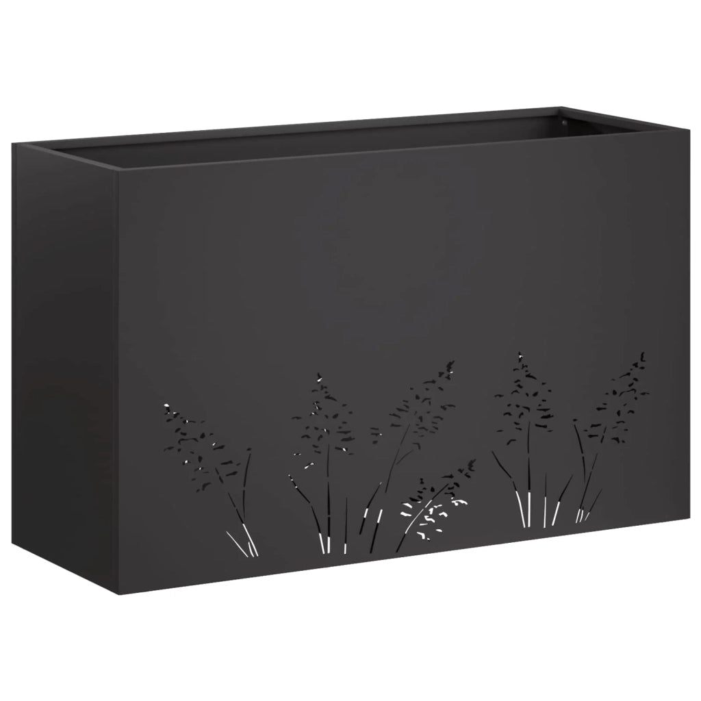 Vaso da giardino Nero 80 x 20 x 49 cm Acciaio laminato a freddo 8005820