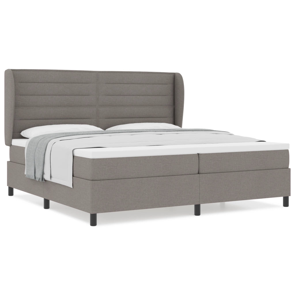 Box Spring Letto con Materasso Tortora 200x200 cm Tessuto
