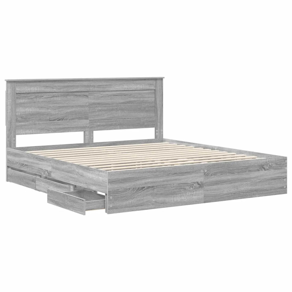 Struttura del letto con cassetto Grigio Sonoma 200 x 200 cm 3410156