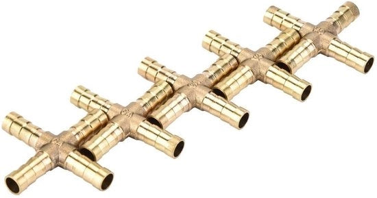 Fitting a 4 vie per messings - Connettore rapido - Adatto per aria/ acqua/ olio/ gas - Realizzato in ottone di alta qualità - Duraturo - Connettore