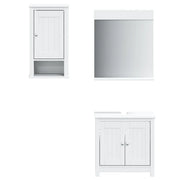 Set Mobili da Bagno | Armadio da bagno 3 pz BERG Bianco in Legno Massello di Pino