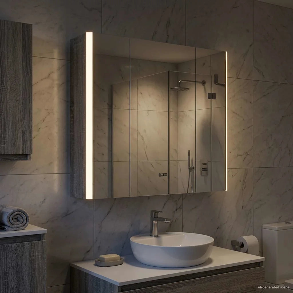 Mobiletto per specchio da Bagno | Armadio da bagno Grigio Sonoma