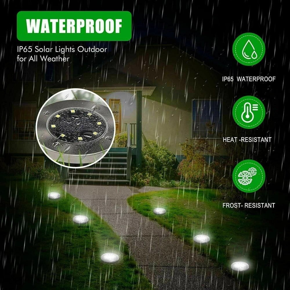 Trade Shop - 4 Faro Lampada 8 Led Rgb Solare Da Esterno Giardino Faretto Picchetto Segnapassi -