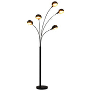 Lampada da terra moderna regolabile alta 200 cm 5 luci atmosfera accogliente acciaio nero 02_0046440