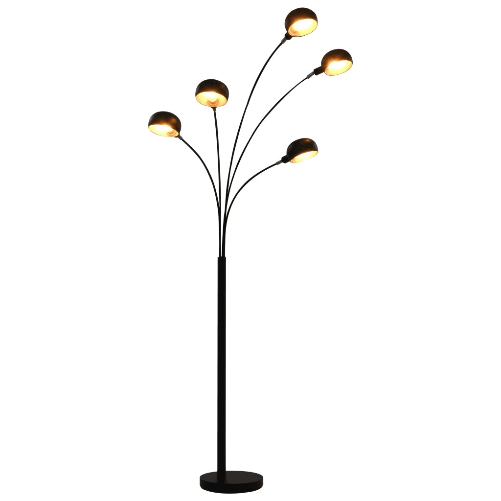Lampada da terra moderna regolabile alta 200 cm 5 luci atmosfera accogliente acciaio nero 02_0046440