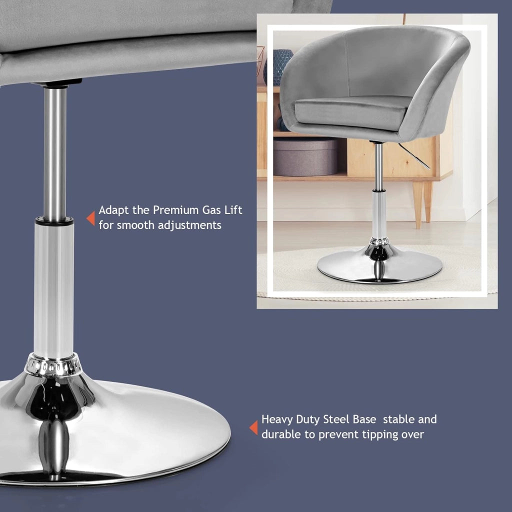 Sgabello da Bar in Velluto, Altezza Regolabile e Girevole a 360 Gradi, Sedile Stile Retrò con Schienale, Carico di Massimo 120 kg, 61x52x 72-86 cm, 2 Colori