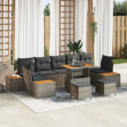 Set Divano da Giardino 10 pcs Grigio polyrattan