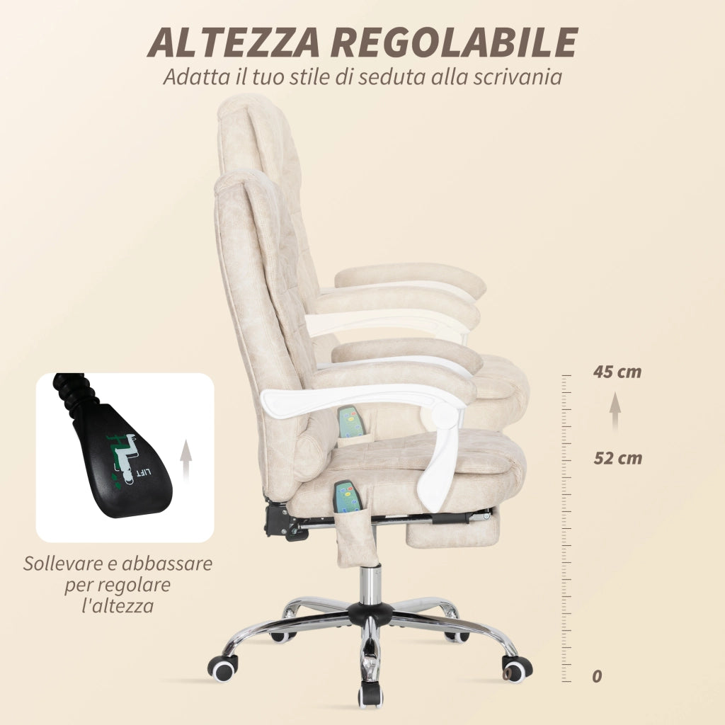 Sedia da Ufficio Massaggiante in Tessuto ¨C Zephmum ¨C Crema