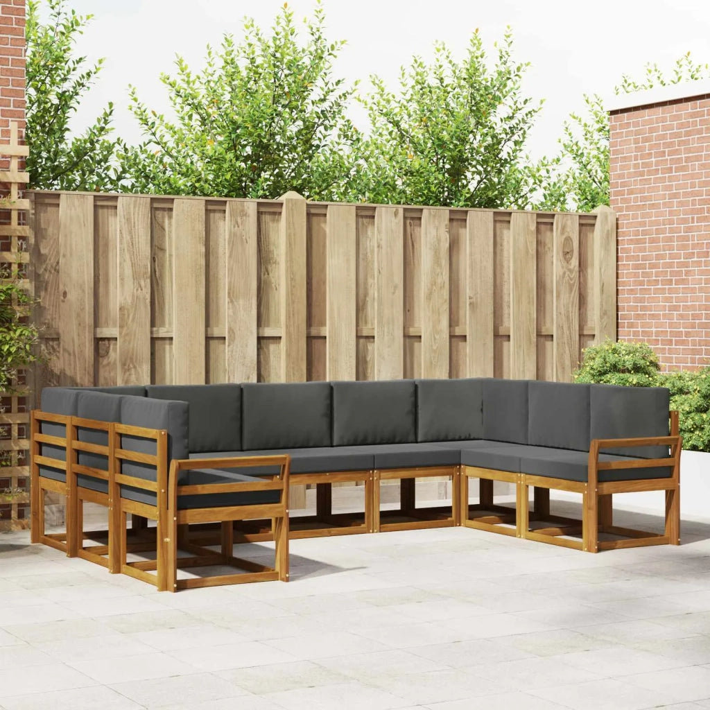 Set di divani da esterno con cuscino 9 pcs Naturale e Antracite 3366985