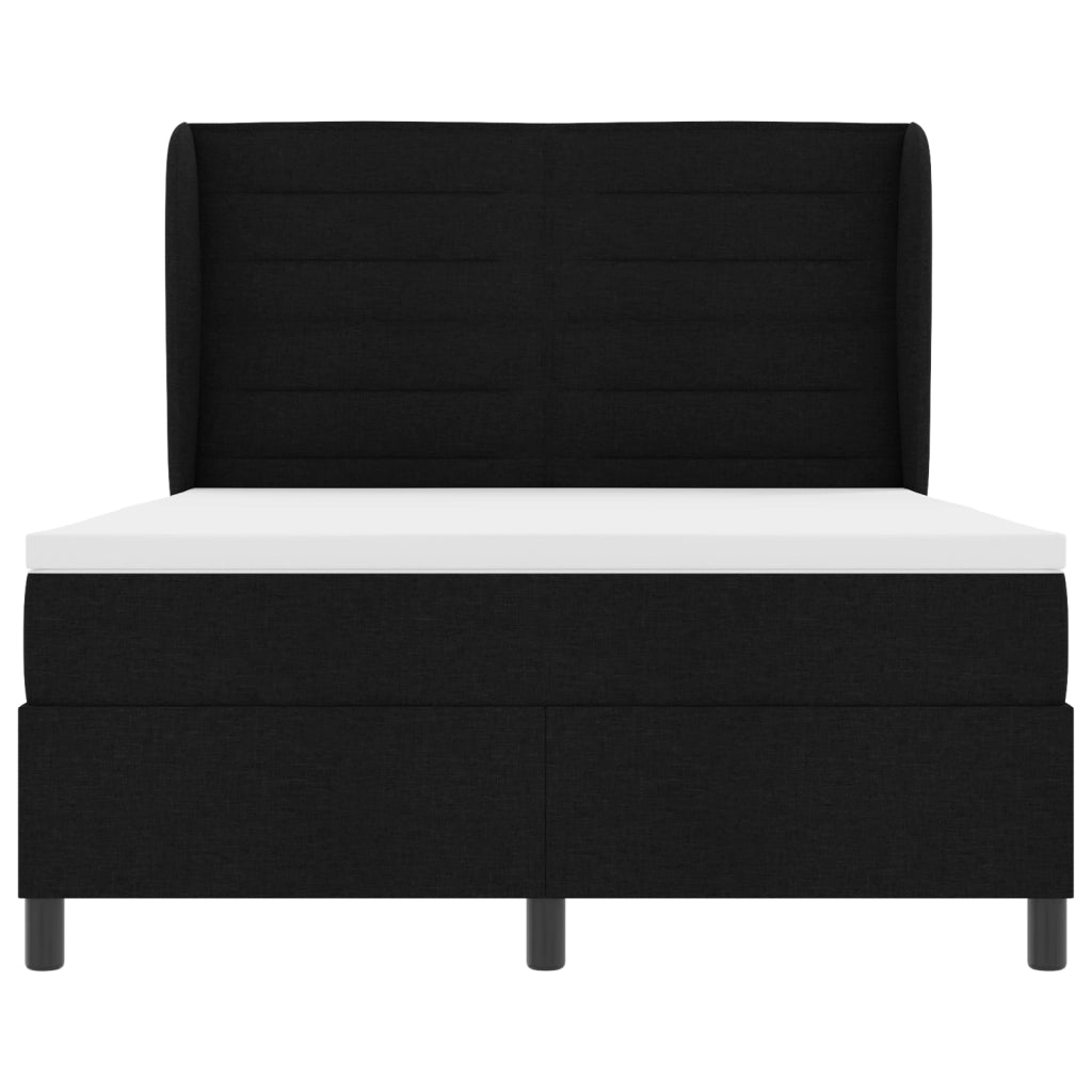 Letto Box Spring con Materasso Nero 140x200 cm Tessuto