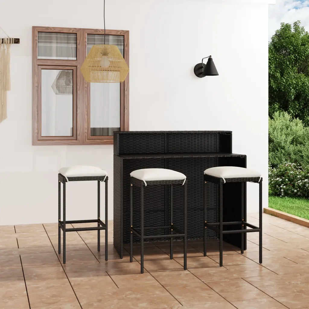 Set Bar da Giardino 4 pz con Cuscini Nero cod mxl 40790