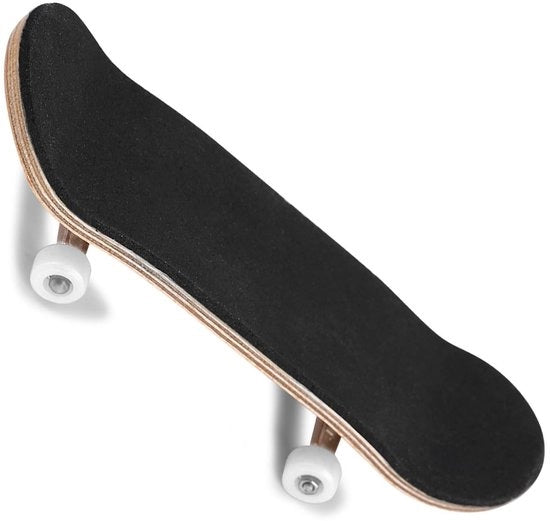 Mini skateboard con deck in legno di quercia - ruote morbide - forcella in acciaio - costruzione a nastro - dimensioni 96 x 28 mm - ammortizzazione shockassorbente