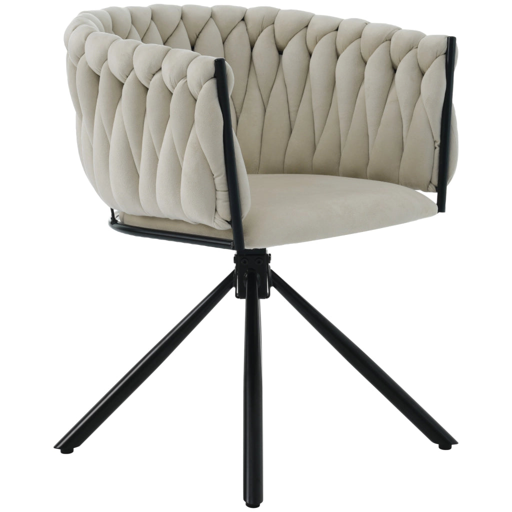 Poltrona Girevole in Velluto ¨C MINIMAL ¨C Beige, Gambe in Metallo