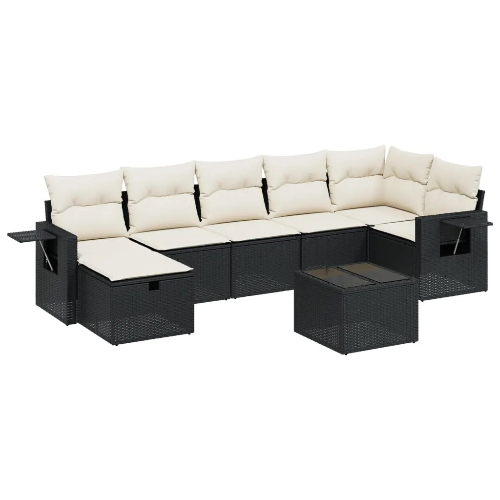 Set Divani da Giardino con Cuscini 8 pz Nero in Polyrattan