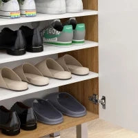 Scarpiera Moderna per 15-20 Paia di Scarpe, 5 Ripiani e Chiusura Ammortizzata, Bianco Lucido
