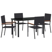 Set da Pranzo per Giardino con cuscino 5 pz | Set Salotto da Giardino Nero polyrattan