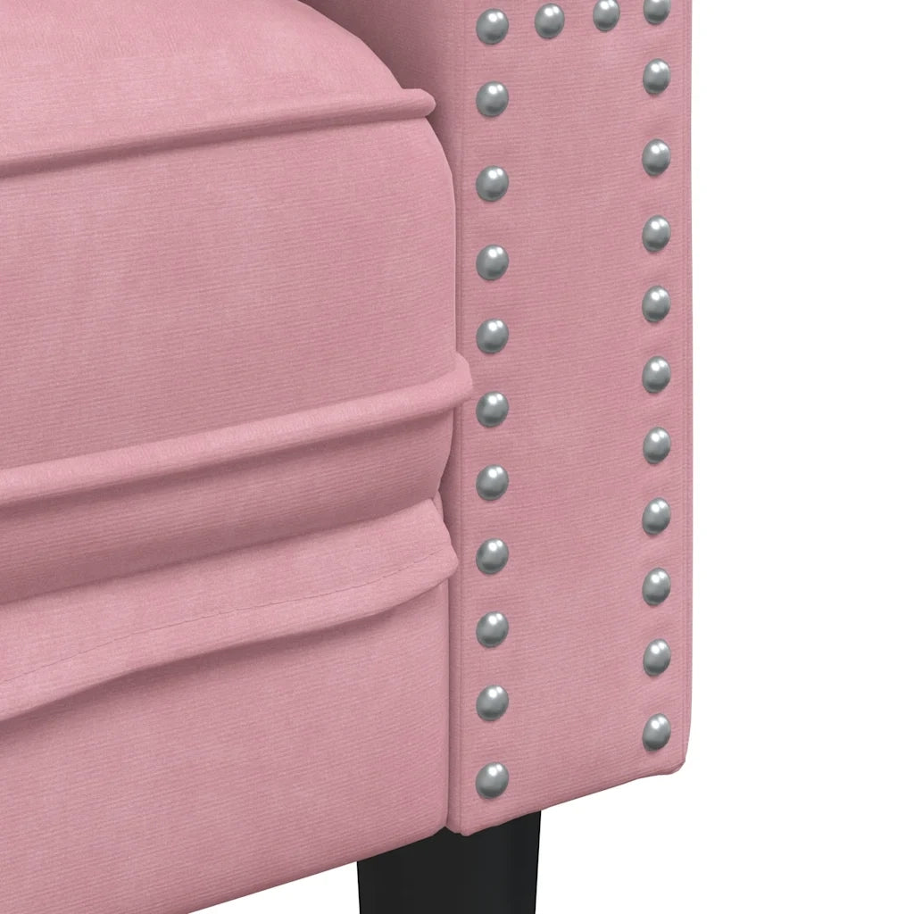 Divano Chesterfield con Rinforzi 2 Posti Rosa in Velluto