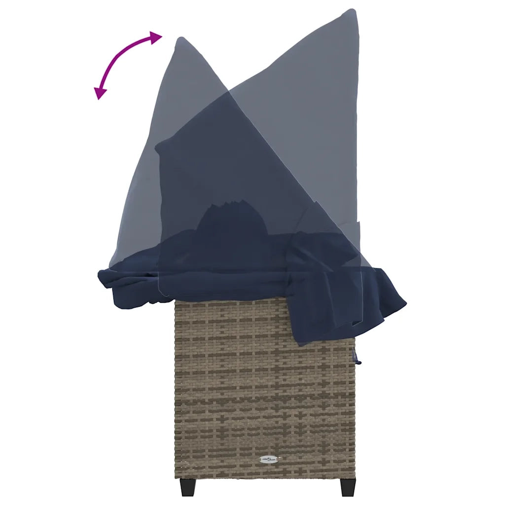 Lettino Prendisole | Sdraio da giardino | Lettino da sole con Baldacchino e Cuscini Grigio?Polyrattan
