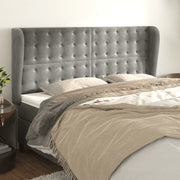 Testiera ad Orecchio-Testata con Orecchie Grigio Chiaro 163x23x118/128 cm in Velluto 104808
