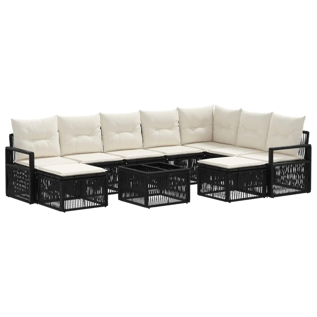 Set Divano da Giardino 10 pz Nero polyrattan 3435901