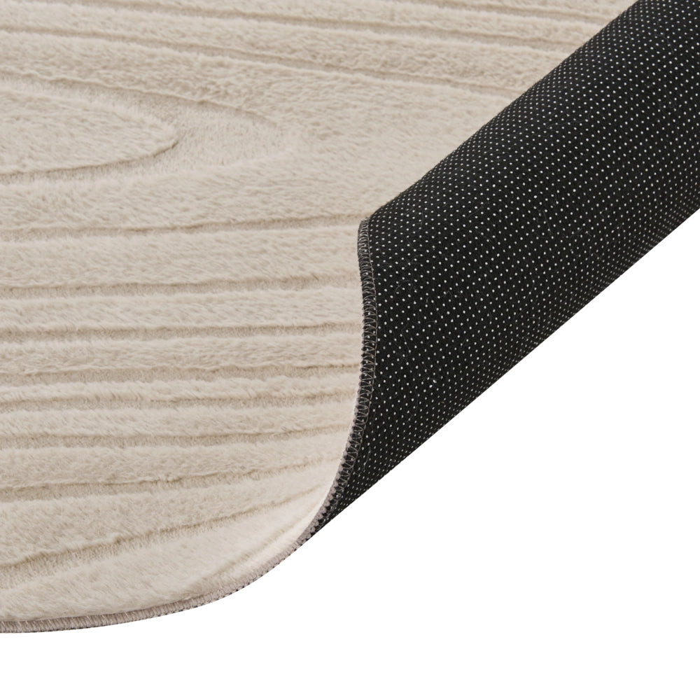 Tappeto da corridoio in pelliccia sintetica di coniglio, beige, in poliestere, 260 x 230 cm, morbido, a pelo lungo, motivo geometrico