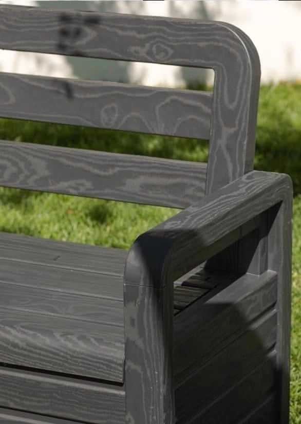 Cassapanca da Esterno Antracite in Resina Effetto Legno 270L132x58x89 h