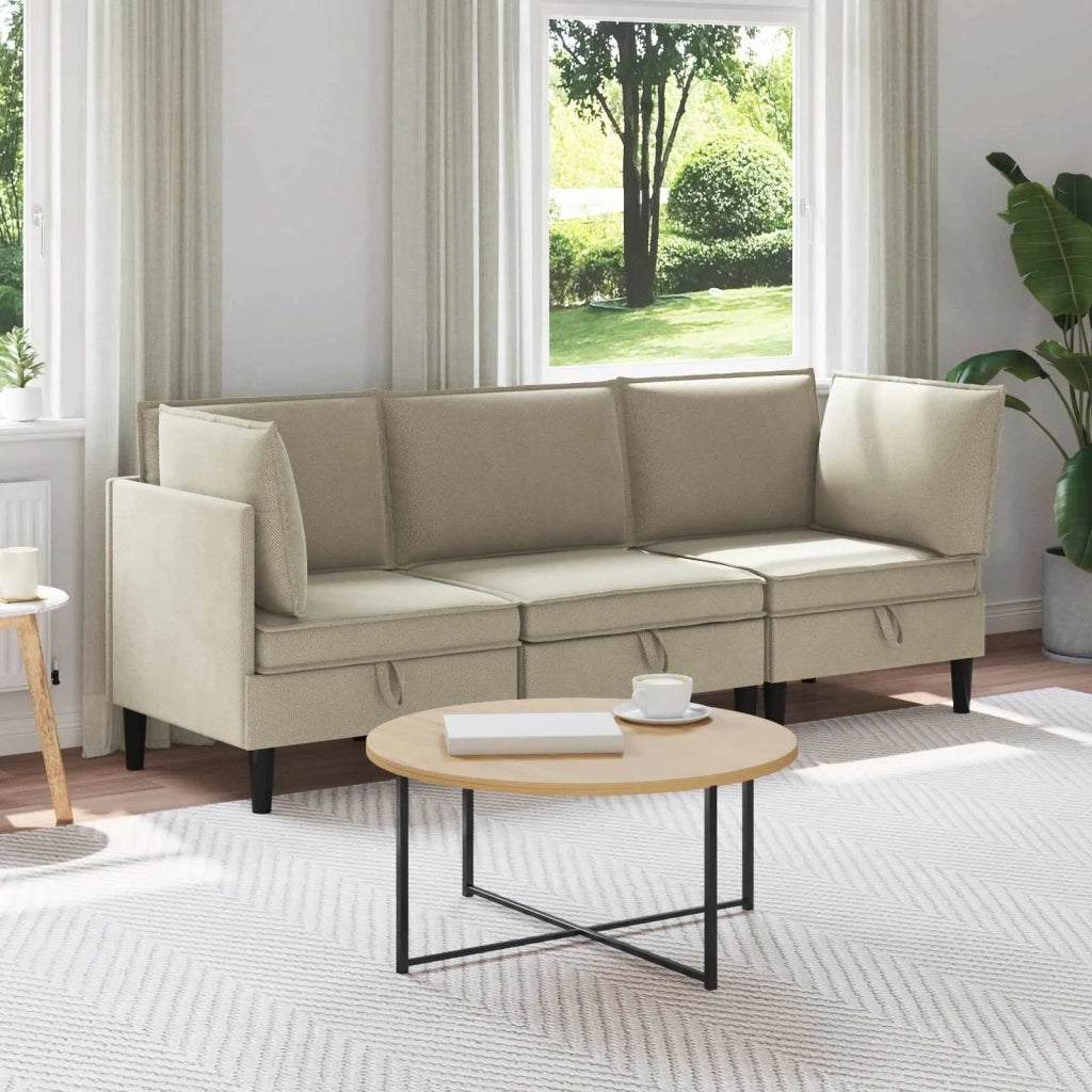 Set di mobili per il soggiorno 3 pcs Sabbia Tessuto 3413788